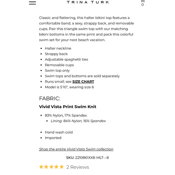 NEW Trina Turk Vivid Vista Layered Bikini Triangle Top Tie Bottom Size 6 $189 - Picture 5 of 12